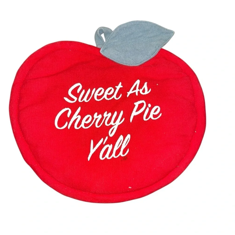 Sweet as cherry pie, y’all cute potholder oven mitt kitchen decor Linen Press